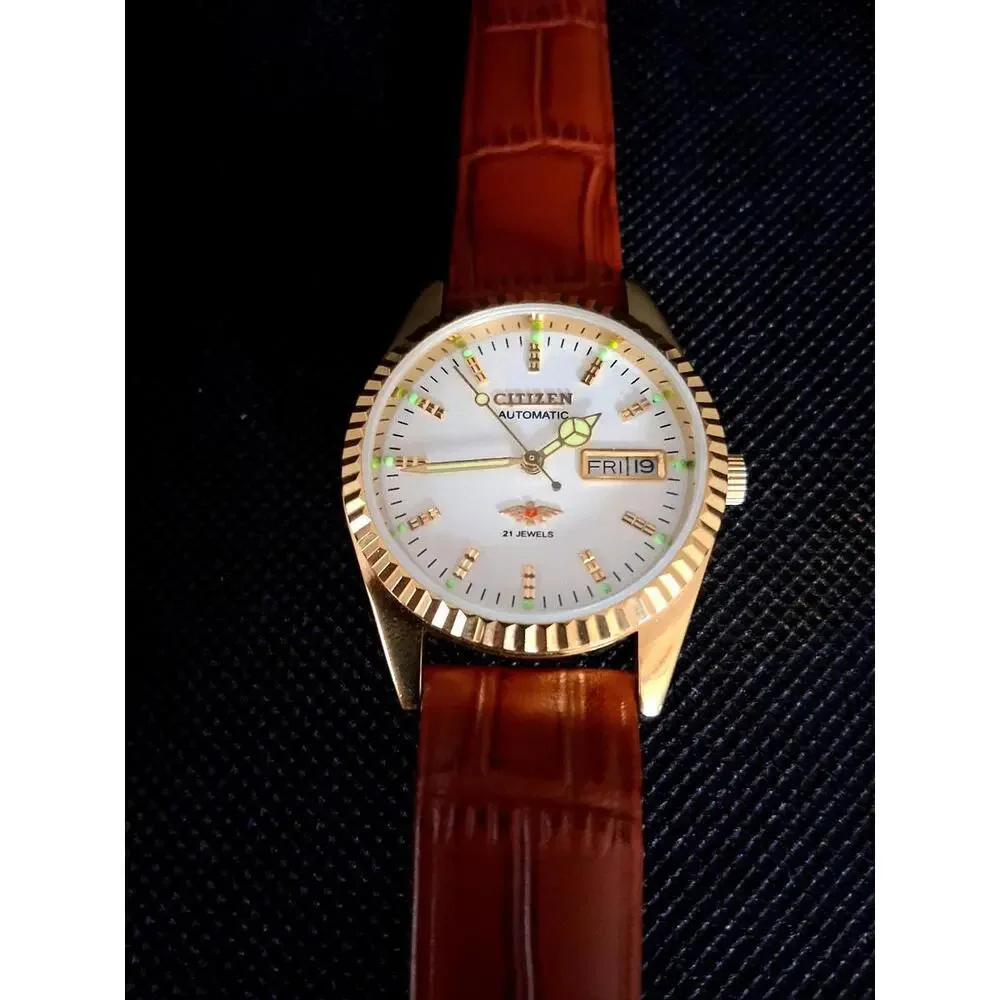 Vintage Men's Automatic Citizen Eagle 7 Leather Watch RARE